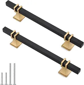 10 Pack 5 Inch Black and Gold Cabinet Pulls Kitchen Cabinet Handle