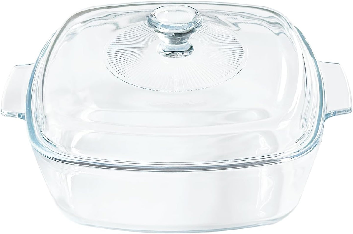Small Tempered Glass Casserole Dish for Oven with Lid, Square Microwave Oven Baking Dish with Glass Lid, 0.8L, Clear