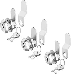 3 Pack Cabinet Locks with Keys, 5/8" Cam Lock keyed Alike, Secure Drawer File Cabinet Mailbox Lock Replacement RV Storage Locks, Zinc Alloy
