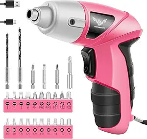 3.6V Electric Cordless Screwdriver, Mini Drill Set, Pink