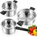 Meythway Stainless Steel Pots and Pans Set, 6-Piece Non Toxic Cookware Set with Glass Lids, Saucepan, Stockpot & SautÃ© Pan, Induction Compatible, Dishwasher Safe, Even Heating Kitchen Cooking Set
