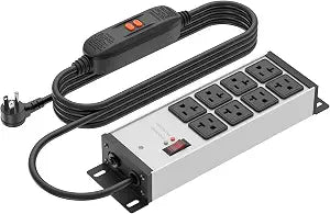 CCCEI 12 Gauge Heavy Duty Power Strip, GFCI, 8 Ports. Grey, 6FT.