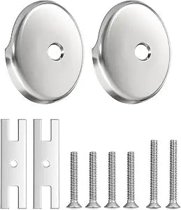2pcs Bathtub Overflow Drain Cover, Over Flow Plate Bathroom Tub, Stainless Steel Single Hole Bath Overflow Cover with Matching Screws
