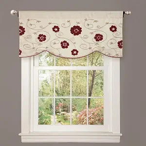 Lush Decor Royal Embrace Valance Floral Window Kitchen Curtain (Single), 18 x 42, Blue