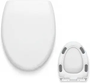 MinSha V-Shape Toilet Seat Soft Close Elongated, Matte White Easy Install