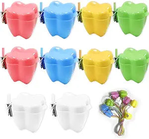 10 Pieces Plastic Baby Tooth Keepsake Box Set, Multicolor Teeth Storage Case Holders Portable Container for kids Boys Girls