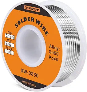 TOWOT Tin Lead Rosin Core Solder Wire for Electrical Soldering, Content 1.8% Solder Flux Sn60-Pb40 (0.8mm, 50g)