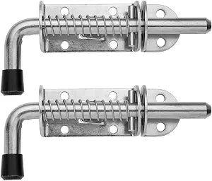JQK Spring Loaded Latch Pin, 304 Stainless Steel Barrel Bolt Thickened 2mm Door Lock, 5 Inch Brushed Finished(2 Pack), HSB300-P2