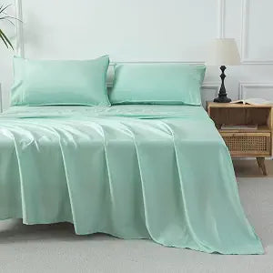meadow park Tencel Cooling Sheet Set Twin Size, 300 Thread Count Lyocell Bed Sheets, Silky Smooth Breathable Bedding for Hot Sleepers, Duck Egg Color.