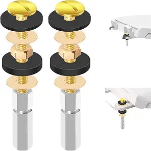 SelfTek 2Pcs Universal Toilet Seat Screws, Heavy Duty Toilet Seat Bolts Set with Extra Long Stainless Steel Downlock Nuts and Non-Slip Rubber Washers, Bathroom Toilet Seat Hardware, Easy to Instal