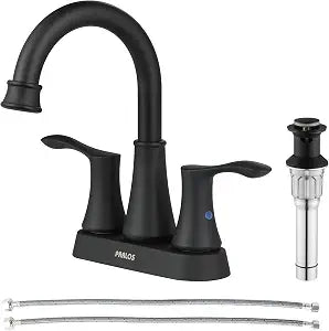 PARLOS Matte Black Bathroom Sink Faucet 4 Inch Centerset for Vanity