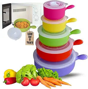 Evelots 10-Piece Microwave & Freezer-Safe Bowls with Vented Lids, BPA-Free