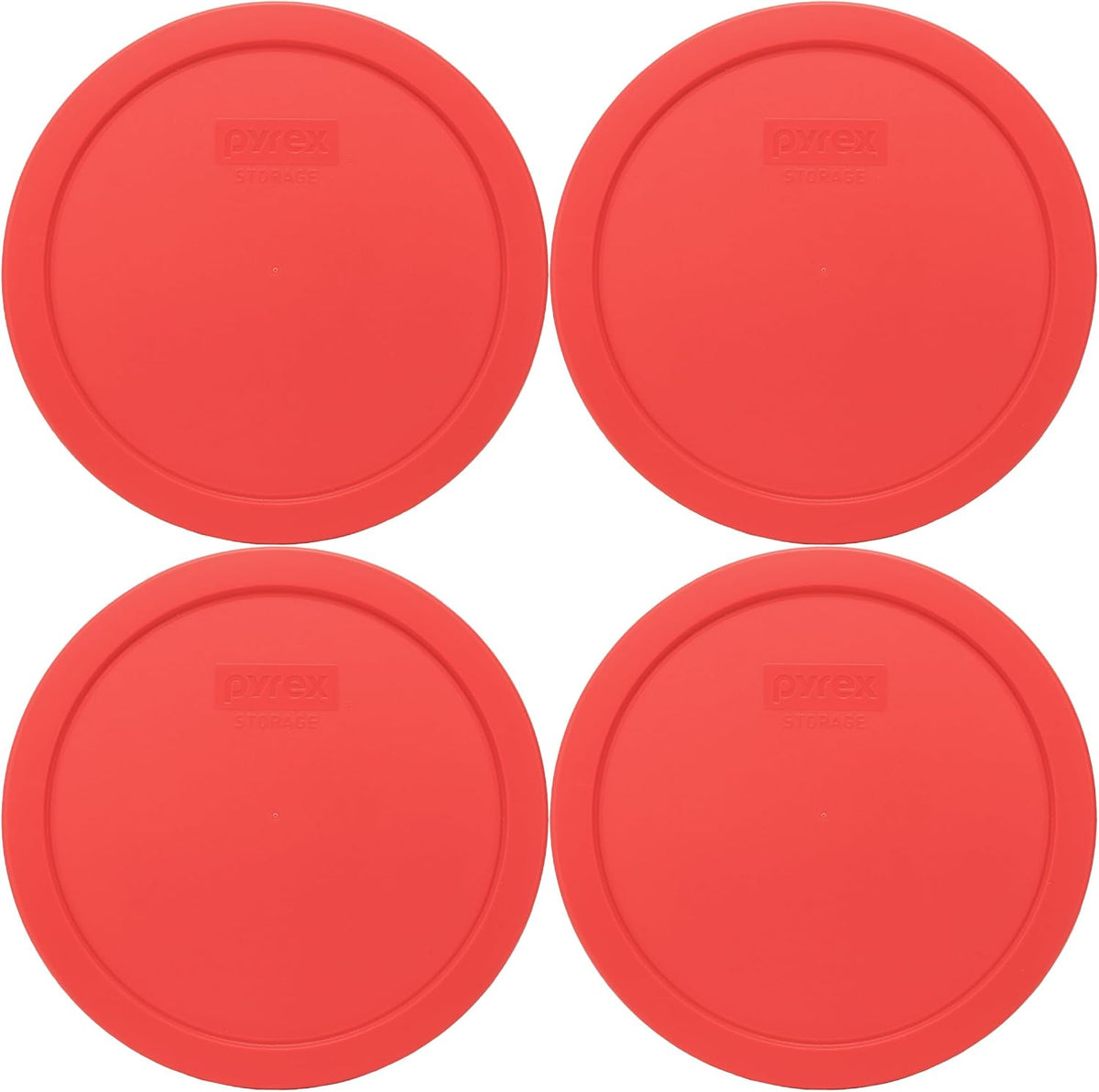 Pyrex 7402-PC 6 and 7-Cup Red Food Storage Lids (4-Pack) - Made in USA