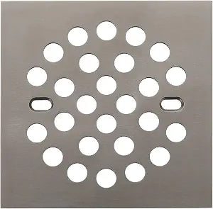 RRAJJ Square Improve 4-1/4 Inch(108mm*108mm) Screw-in Shower Floor Drain Grate Strainer (Brushed Nickel)