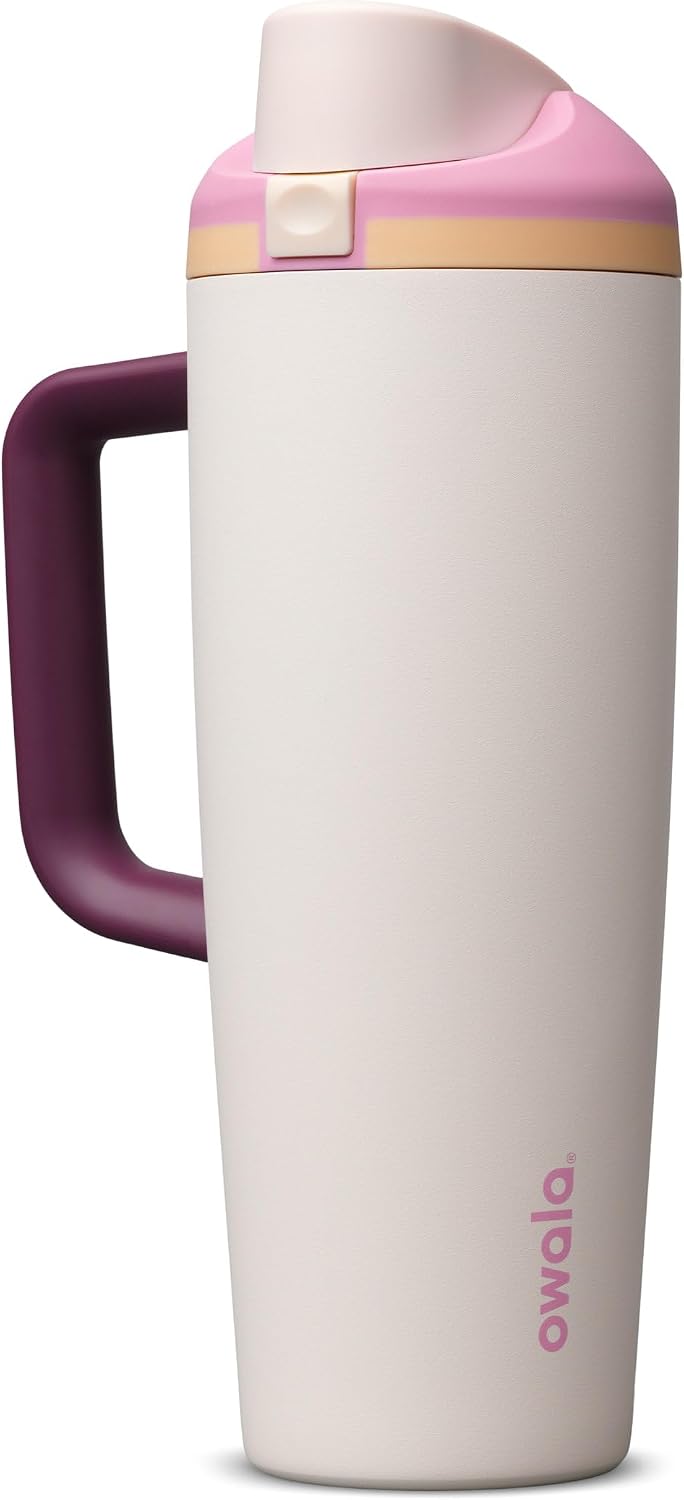 Owala FreeSip Tumbler Insulated Stainless Steel Water Bottle with Built-in Straw and Side Handle, For Travel, Work, School, and Sports, 30oz, BPA Free, Leak Proof, Daybreak