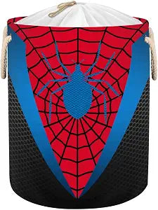 Laundry Hamper - Red Spider Web 58L Collapsible Waterproof Large Tall Nursery Storage Baskets Bin for Kids Toys, Clothes, Bathroom, Boys Bedroom Comic Hero Decor, Gift Basket