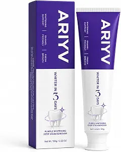 Purple Teeth Whitening Toothpaste ��� Color Corrector Toothpaste for Deep Stain Removal & Yellow Teeth Neutralizing, Enamel Safe Fast-Acting Teeth Brightener Paste for Fresh Breath, 3.53 oz (100g)