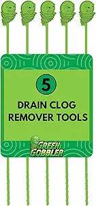 Green Gobbler Hair Grabber Drain Snake - 5 Pack (Great for Sink & Shower Clogs)