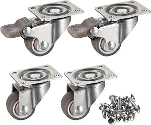 4 Pack 1" Low Profile Casters Wheels 100 lb Total Capacity