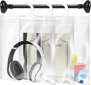 Large Hook Hanging Storage Bags 16 x 13-inch, Headphone Storage Classroom - Reusable, Waterproof & Dustproof - Ideal for Classroom, Library, and Pharmacy Use