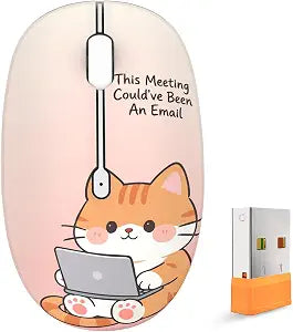 FMOUSE Cute Cartoon Silent Wireless Mouse, Dual Mode Bluetooth & USB 2.4G