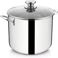 E-far 12 Qt Stock Pot with Lid, 18/10 Stainless Steel Stockpot for Cooking, Heavy Duty Soup Pot with Encapsulated Aluminum Bottom for Induction, Gas & Electric Stovetops, Nontoxic & Dishwasher Safe