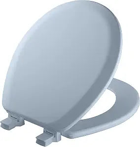 Mayfair Cameron Sky Blue Toilet Seat, Non Slip Heavy Duty Wood, Easy Clean, Made in USA, Round