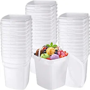 Mifoci 24 Pack 2 Qt/67 oz Thicken Plastic Deli Buckets with Lids & Handles