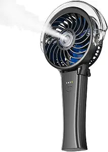 KIBEE Portable Misting Fan, 4000mAh Rechargeable Handheld Fan with 50ml Water Tank, Foldable 180 Mini Mist Spray Fan, 3 Speeds Personal Cooling Fan for Travel, Makeup, Outdoor, Concerts, Gray