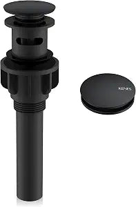 KENES Pop Up Bathroom Sink Drain with Overflow, Matte Black Pop Up Drain