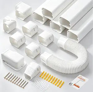 3" 10Ft Mini Split Line Set Cover with Flexible Duct, Instruction Lineset Cover Kit for Mini Split, Decorative PVC Kit for Minisplit, Air Conditioner, Central AC, HVAC and Heat Pumps, White