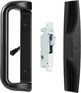 House Guard Sliding Patio Door Handle Set, Mortise Lock, 3-15/16", Black