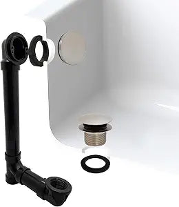 Westbrass A493144H-07 14" Sch. 40 ABS Bath Waste & Overflow Assembly with Tip-Toe Drain Plug and Illusionary Faceplate, Satin Nickel