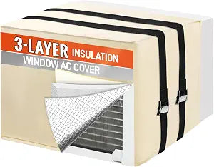 Air Conditioner Covers for Outside Window Unit 21"W x 15"H x 16"D, Beige