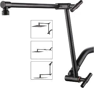 Oil Rubbed Bronze Shower Arm Extension - 13'' Height & Range Adjustable, Locking Nuts, Universal Connector for Rain & Handheld Showers