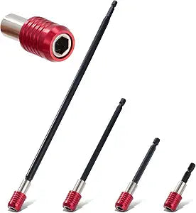 Magnetic Drill Bit Extension Set 4 Pcs (2/4/6/12), 1/4 Hex CR-V Steel Quick Release Bit Holder for Impact Driver, Screwdriver Bit Nut Drill Socket