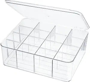 ZEXALOR Socks Underwear Drawer Organzier Dividers, 16 Compartment Removable Divided Plastic Storage Bin with Lid, Storage Organizer for Scarves Ties Bras, Clear Dresser Drawer Organizers