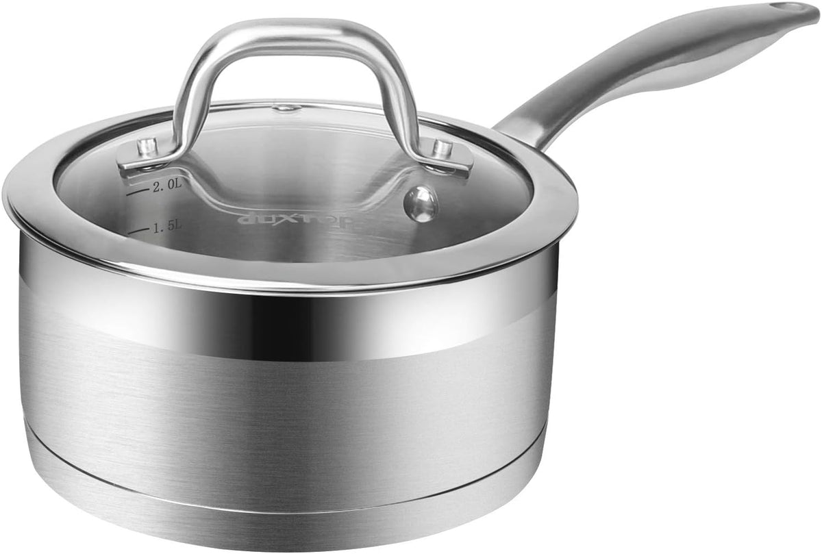 Duxtop Stainless Steel Sauce Pan with Lid, 2.5 Quart Induction Cooking Pot