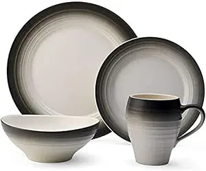 Mikasa Swirl 4-Piece Place Setting, Service for 1, Ombre Graphite