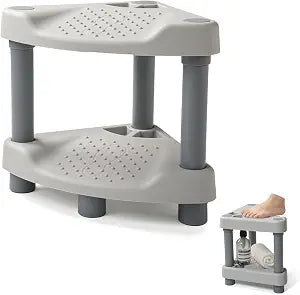 Waterproof Shower Foot Rest,Shower Step for Shaving Legs, Shower Stool for Inside Shower, Plastic Shower Bench Seat for Corner, Non-Slip Bathroom Shower Stand with Storage Shelf