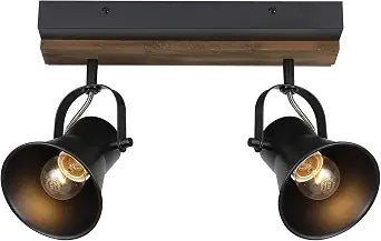 2-Light Track Light Fixtures, Adjustable Ceiling/Wall Mount, Industrial Black Kitchen Track Lighting for Living Room, Dining Room, Hallway, Bathroom