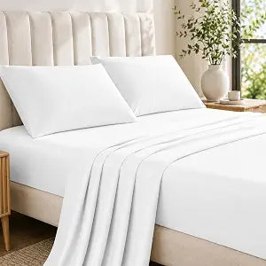 Threads+ 1 Pack King Sheet Set, 4 Pieces, 100 GSM Microfiber, 1 Flat Sheet (105"x102") 1 Fitted Sheet (78"x80") 2 Pillowcases, Soft, Wrinkle-Resistant, Deep Pockets
