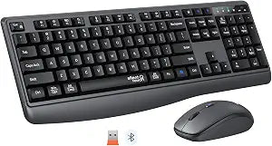MEETION Wireless Keyboard and Mouse, Silent 2.4GHz/Bluetooth Full Size Set