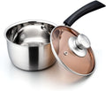 E-far 1 Quart Saucepan with Lid, Stainless Steel Small Pot for Cooking