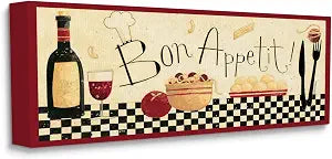 Stupell Industries Bon Appetit Kitchen Canvas Wall Art, Multi-Color