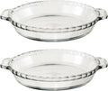 Anchor Hocking 2 Pack 9.5 Inch Glass Pie Plates Classic Bakeware for Pies, Quiches, and Tarts Oven Safe, Dishwasher Safe, Made in USA
