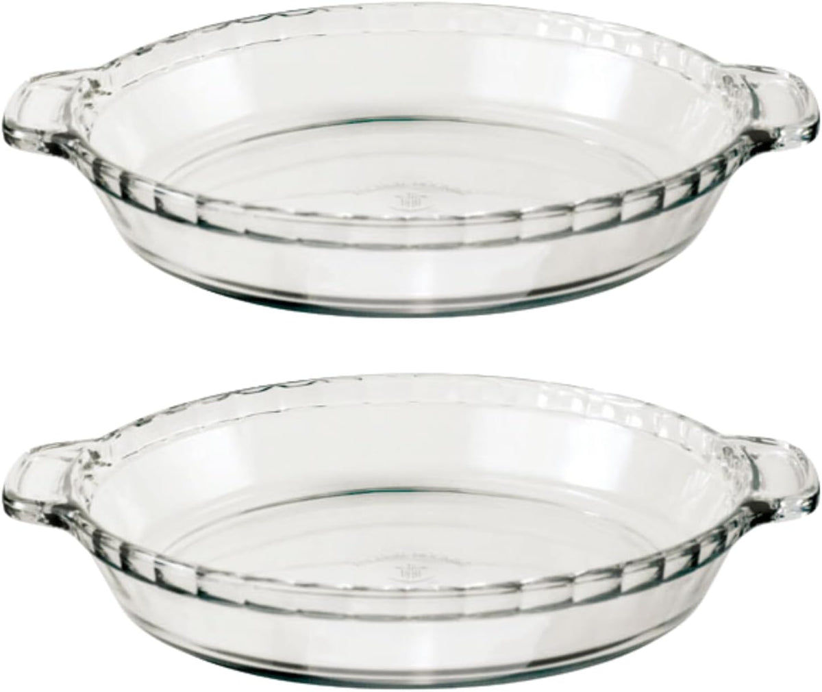 Anchor Hocking 2 Pack 9.5 Inch Glass Pie Plates Classic Bakeware for Pies, Quiches, and Tarts Oven Safe, Dishwasher Safe, Made in USA