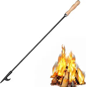 AGM Fire Poker for Fire Pit, 32" Long Heavy Duty, Wooden Handle