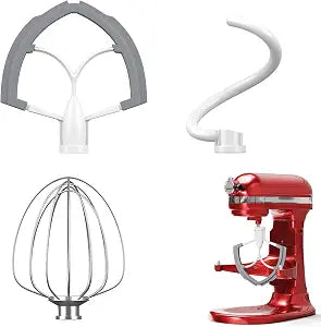 Flex Edge Beater 3Pcs for KitchenAid Mixer Attachments and Accessories Compatible with 6 Quart Lifting Stand Mixers (KN256 6-Wire Whip, 6QT Flat Beater Paddle, 6QT Dough Hook Attachment)