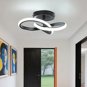Modern Minimalist LED Ceiling Light Design, Suitable for Corridor entrances, Halls, Stairs, entrances, Balconies, garages, cloakrooms, Storage Rooms, Bohemian Style (Black)